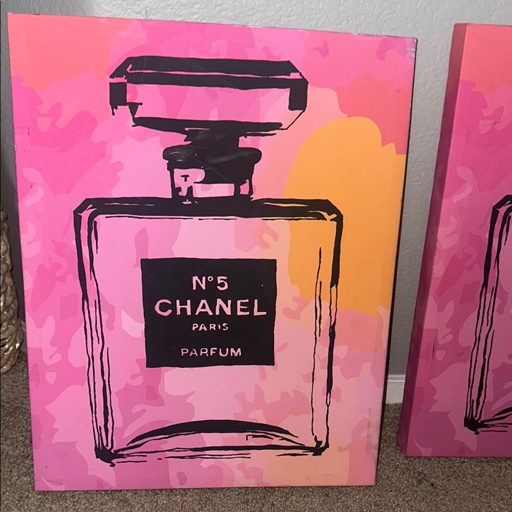 CHANEL No. 5 Pink and Orange Canvas Art